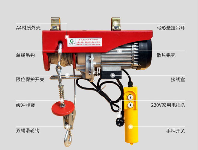 pa400微型電動(dòng)葫蘆部件說明